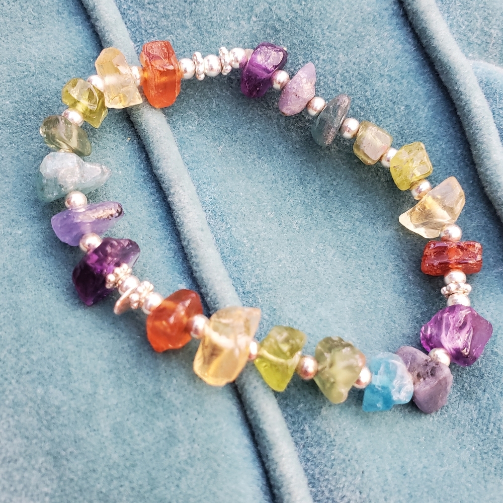 7 chakra raw gemstone bracelet